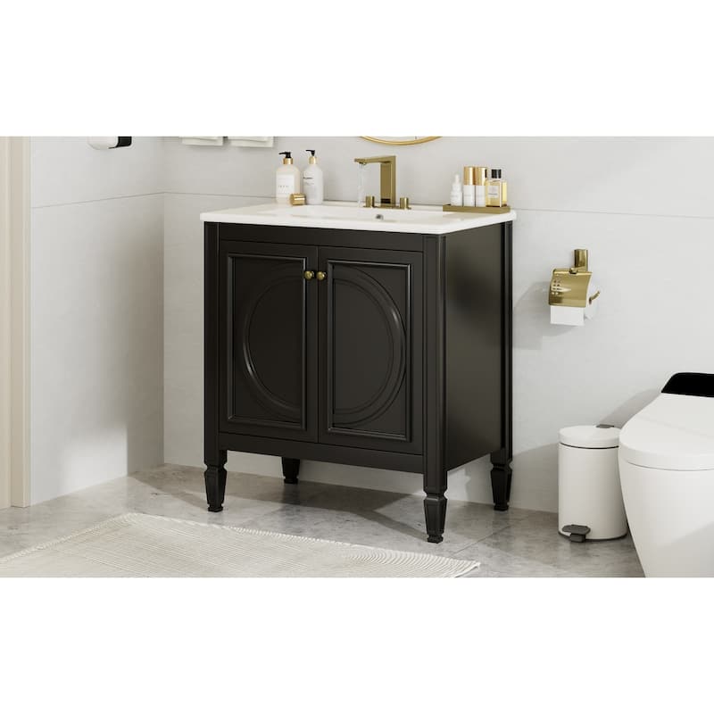 Bathroom Vanity with Sink, Storage Cabinet with Adjustable Shelves, Vanity Set with Soft Close Door and Drawer