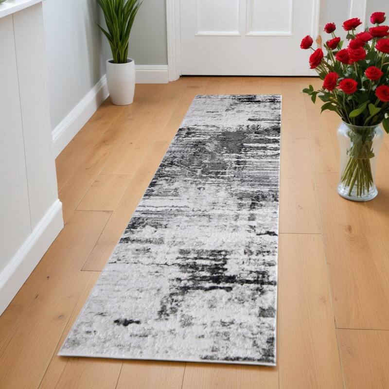 HomeRootsAbstract Bohemian Runner Area Rug - 94' X '34' X '0.39 - Taupe/Ivory/Gray