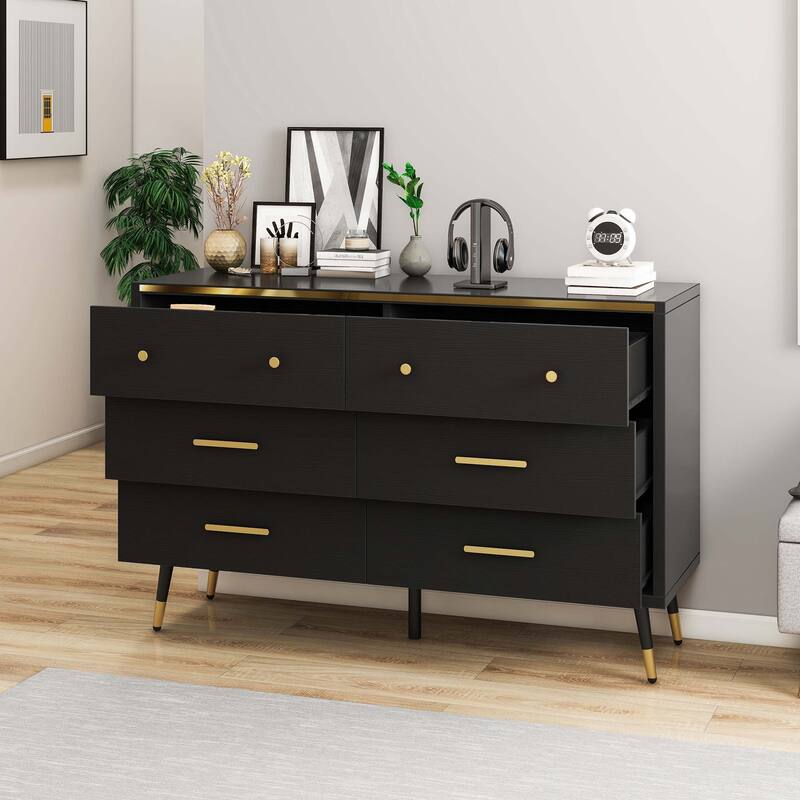 Moasis 47" W 6 Drawers Double Dresser for Bedroom, Chests of drawers