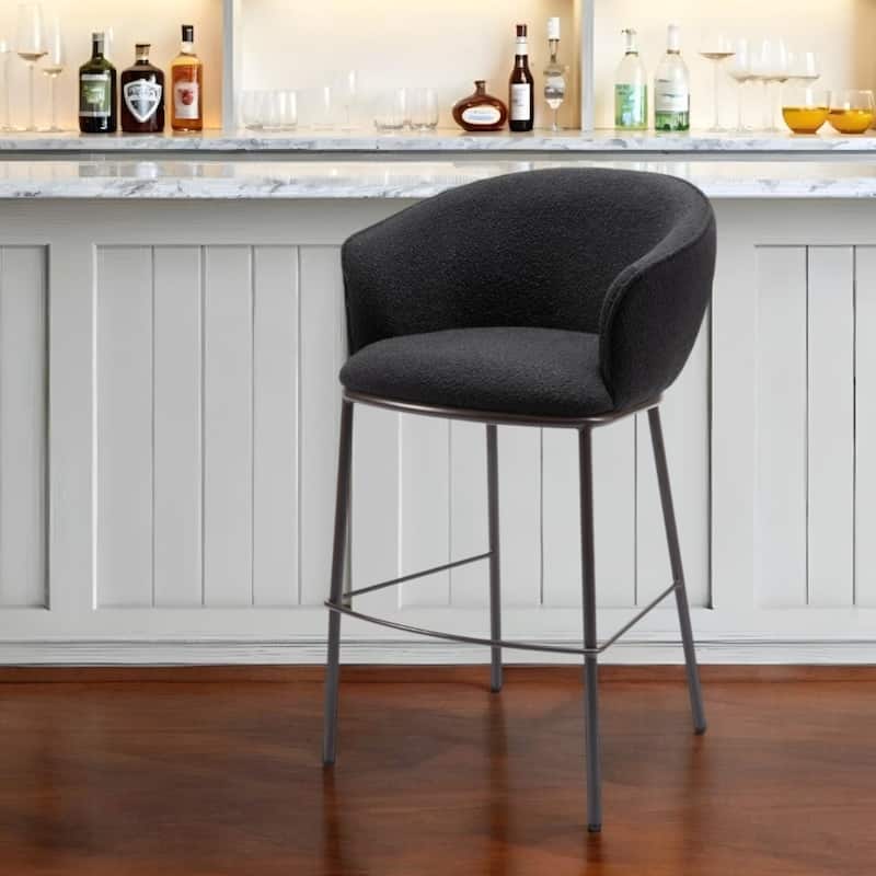 30 Inch Black and Bronze Bar Height Chair with Back and Armrests - 24.4” x 24.4” x 40.9” - Black-Bronze