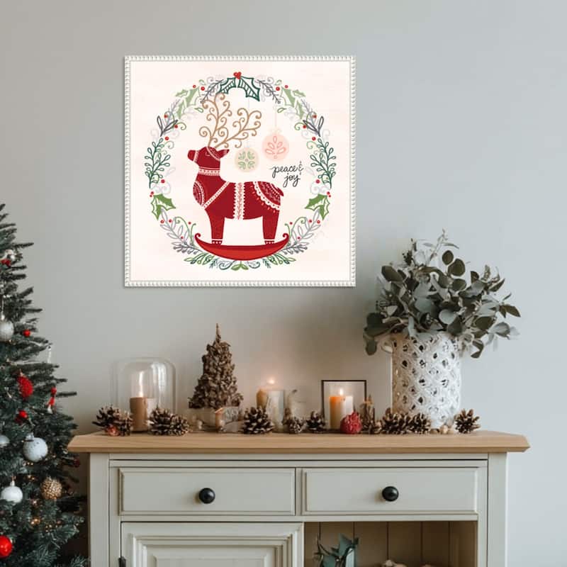 Hygge Christmas II by Noonday Design (22 x 22 in.), Framed Canvas Wall Art Print - Sylvie Beaded White