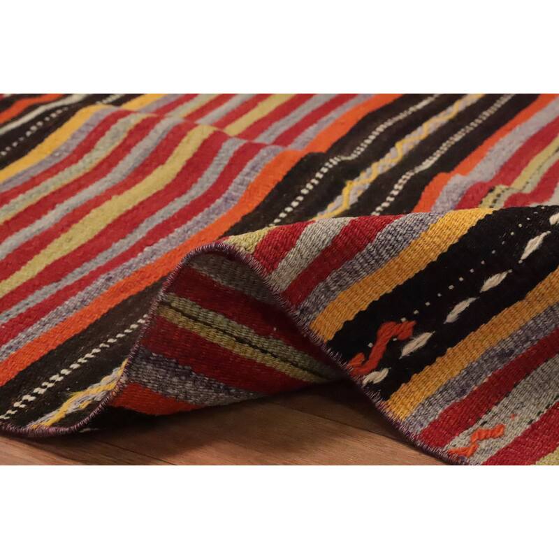 Hand Woven Oriental 100% Wool Carpet Southwestern Tribal Multi-Colored Kilim Area Rug - 8' 5'' X 5' 1''