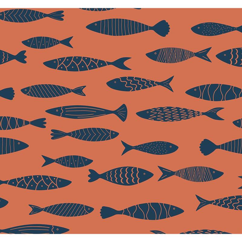 Seabrook Designs Bay Fish Unpasted Wallpaper - 27 in W x 27 ft. L - Coral Reef