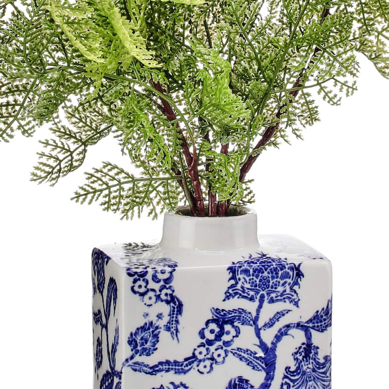 Plastic Natural Touch Foxtail Fern In Rectangle Vase 20"