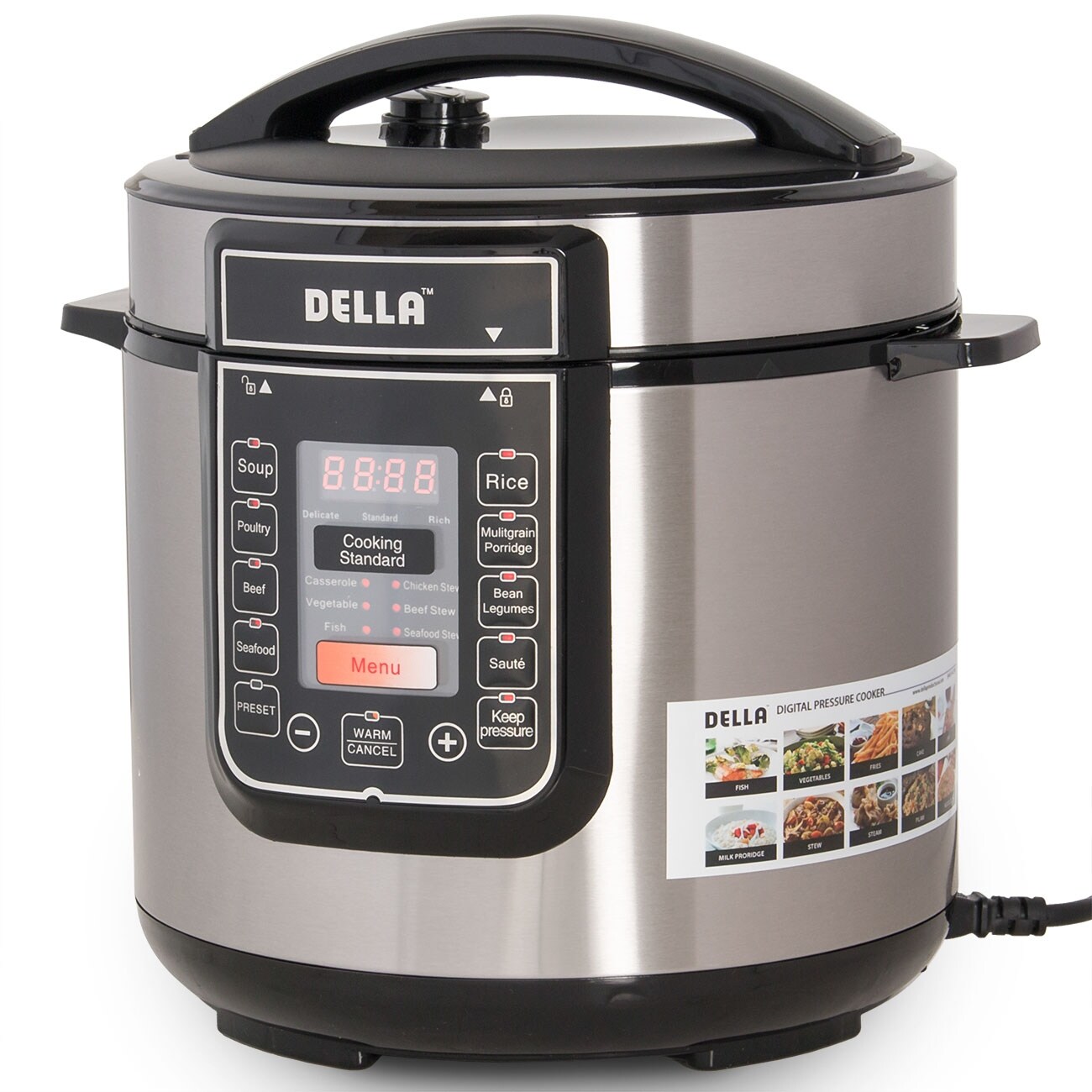 Della 8-in-1 Programmable Electric Pressure Cooker Stainless Steel