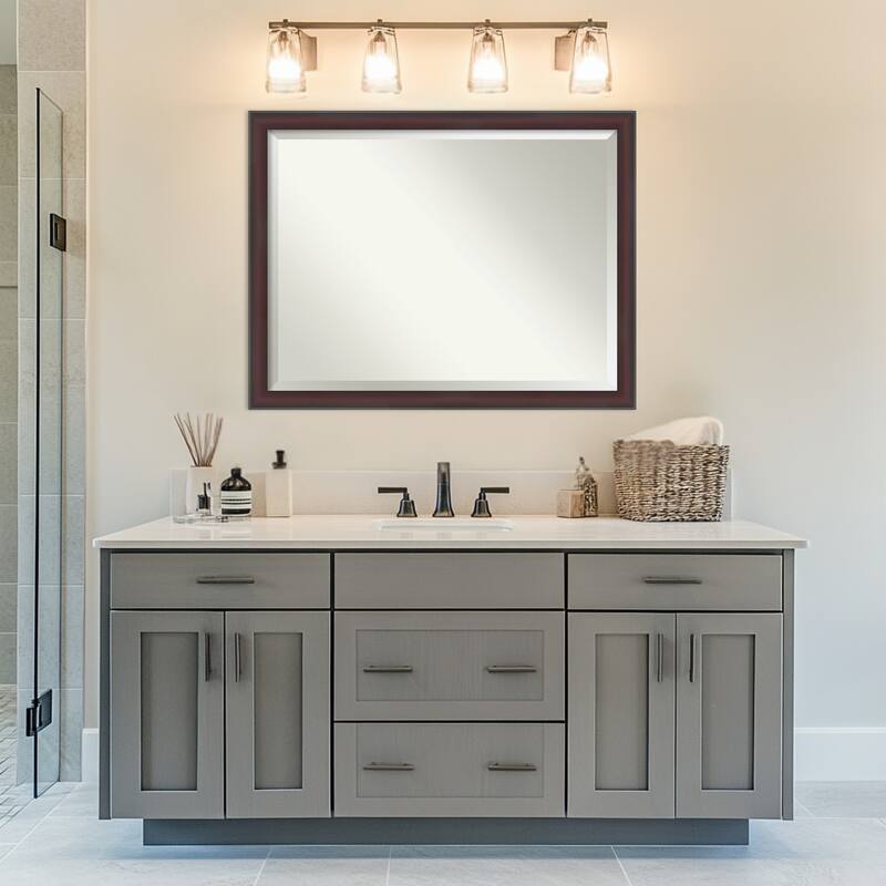 Grand Narrow Beveled Framed Bathroom Vanity Wall Mirror