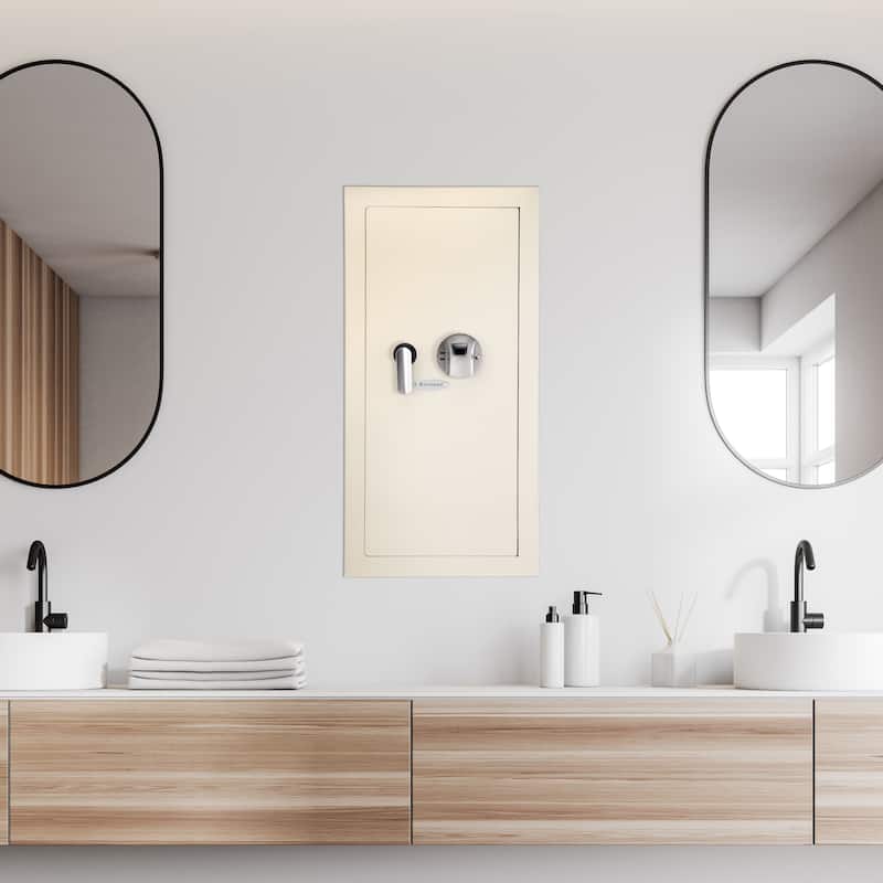0.82 Cubic Ft Beige Biometric Wall Safe