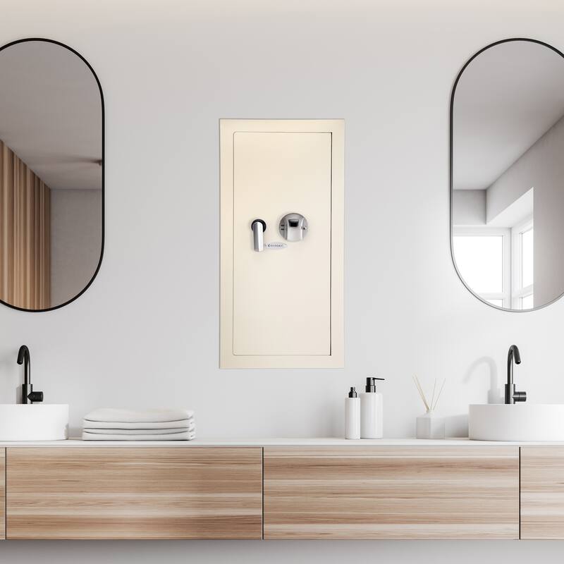 0.82 cubic ft beige biometric wall safe