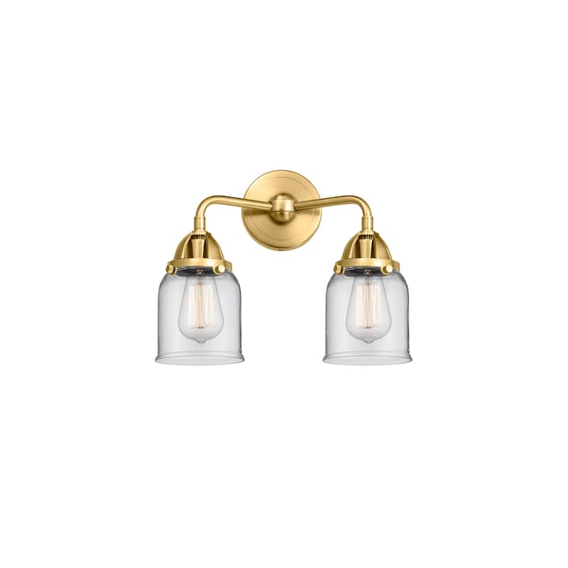 Innovations Lighting Nouveau 2 Bell - 2 Light 13" Bath Vanity Light - Clear/Satin Gold