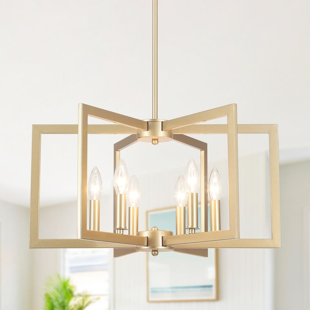 6-Light Candlestick Hanging Linear Foyer Chandelier Lighting for Dining Room Kitchen Island