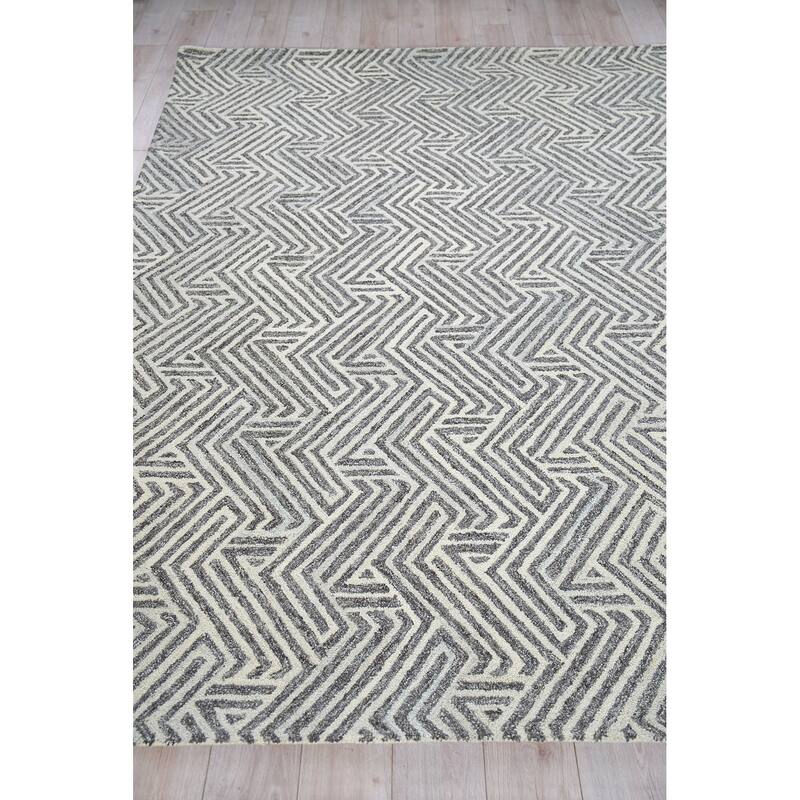 Exquisite Rugs Naturals Handmade Hand-tufted New Zealand Wool on Canvas Gray/Ivory Area Rug
