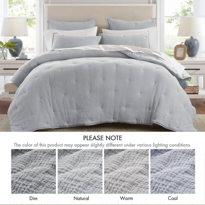 Harbor House Breeze Cotton Gauze Embroidered Quilt Set