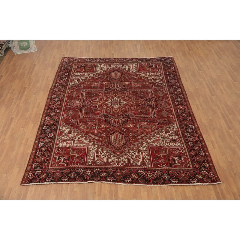 Hand Knotted Oriental 100% Wool Carpet Traditional Medallion Red Heriz Area Rug - 12' 5'' X 9' 11''