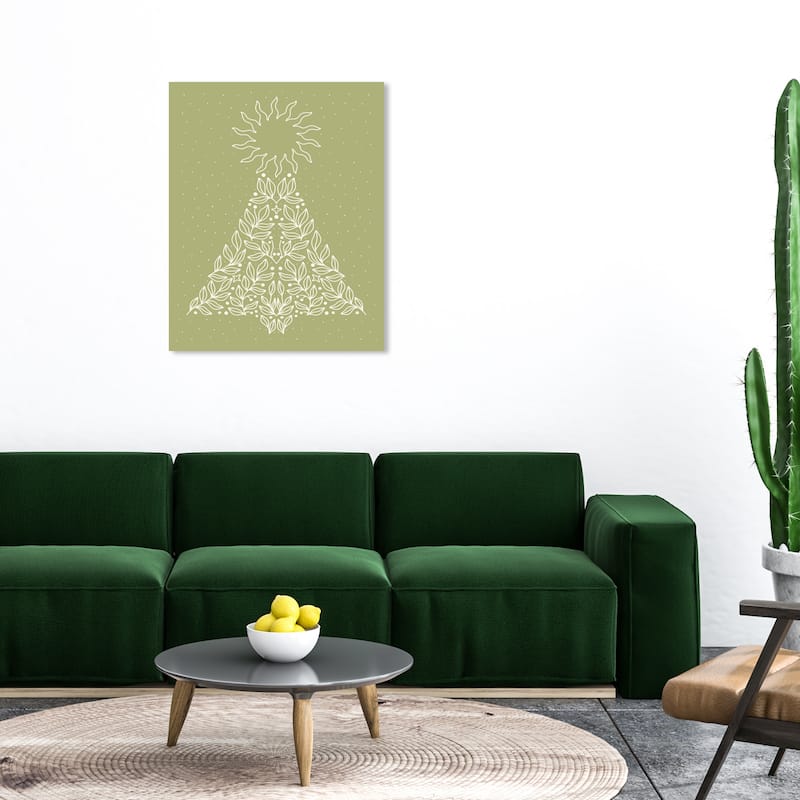Wynwood Studio Canvas Holiday and Seasonal Pine on Warm Sage Green Green Modern & Contemporary Wall Art Canvas Print - 30 x 36