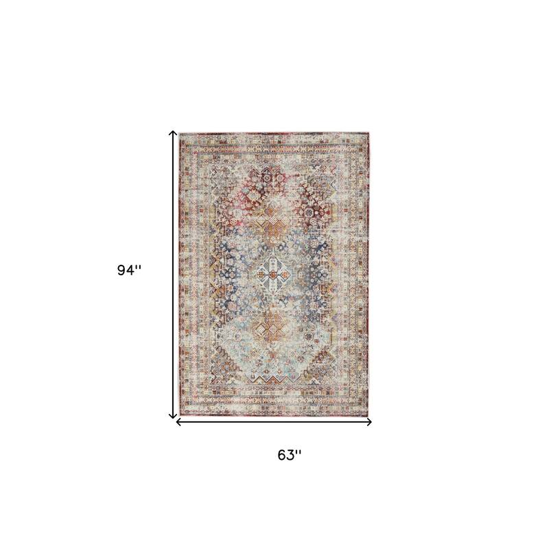 HomeRootsGeometric Traditional Rectangle Area Rug - 94' X '63' X '0.5