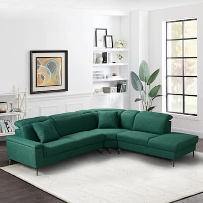 L Shaped Adjustable Backrest Sectional Sofa with Chaise and Pillows