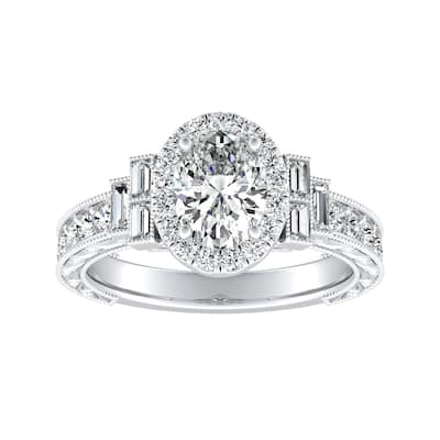 Auriya Platinum 1 9/10ctw Vintage Art Deco Oval-cut Halo Diamond Ring