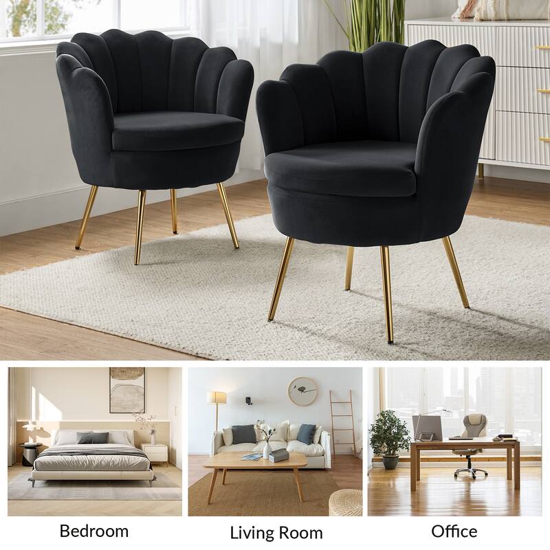 Xabier Cute Modern Upholstered Barrel Chair Accent Chair with Tufted Back Set of 2 by HULALA HOME