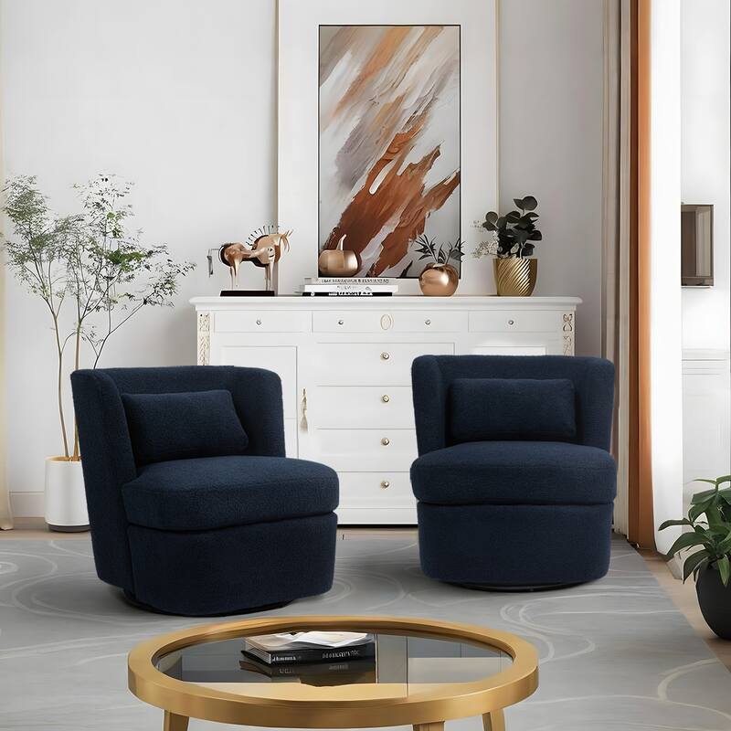 2Set 360°Swivel Barrel Chair with Cushion