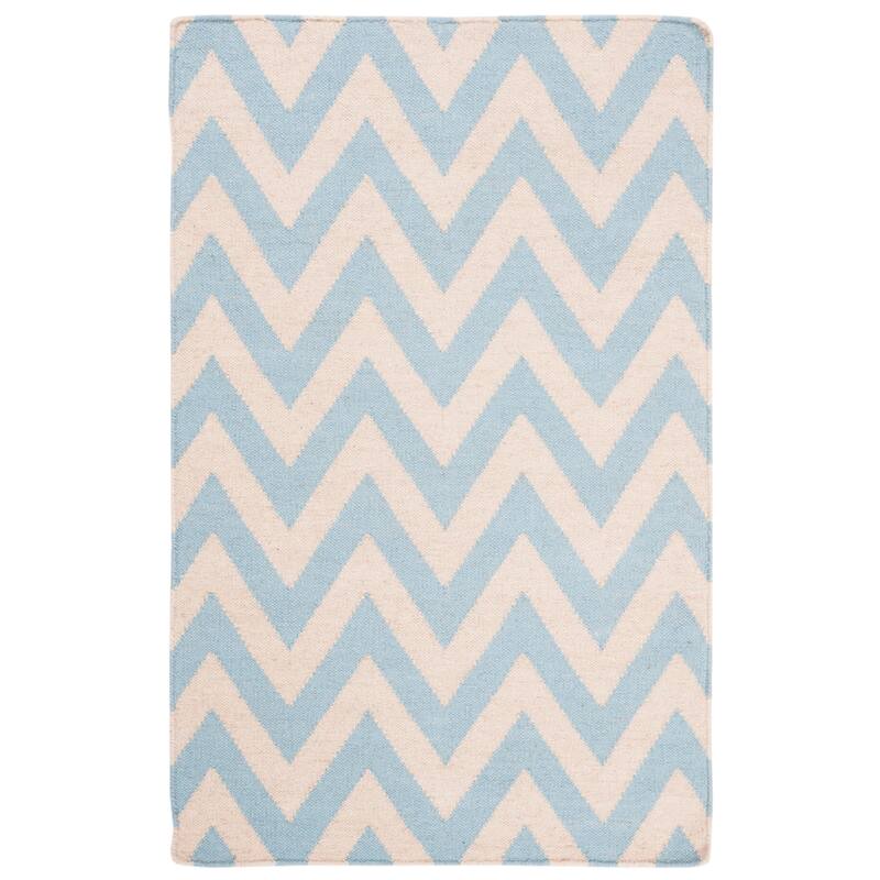 SAFAVIEH Handmade Flatweave Dhurries Naira Modern Wool Rug - 2'6" x 4' - Blue/Ivory