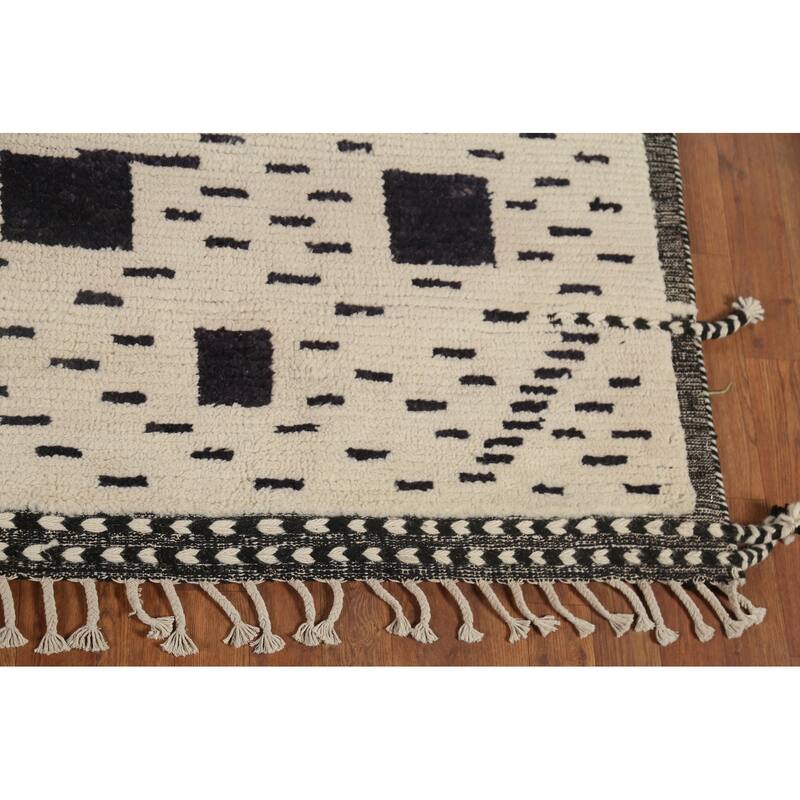 Moroccan Abstract Rug Hand-Knotted Wool Carpet - 7'8"x 10'3"