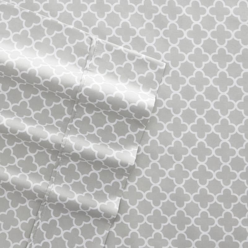 Becky Cameron Ultra Soft Printed 4-piece Deep Pocket Bed Sheet Set - Full - quatrefoil-gray