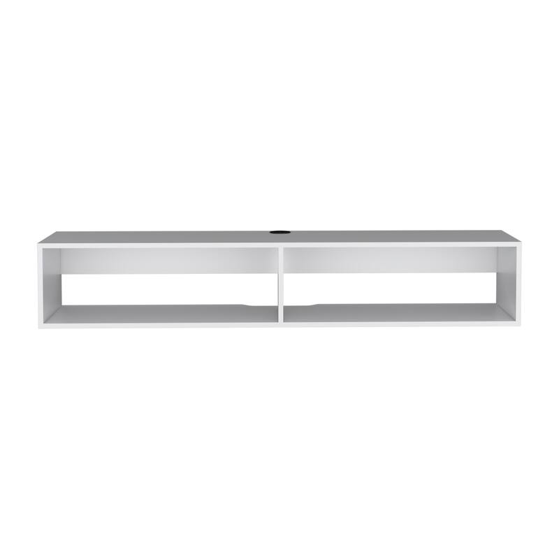 Modern Wall-Mounted TV Console with Dual Shelves & Cable Management, Ideal for Small Spaces