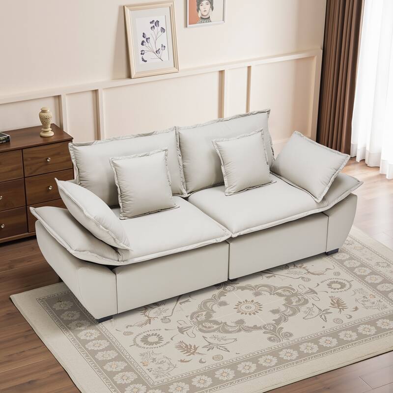 Oversized Upholstered Sofas with Deep Seat for Living Room - Light Gray-2-Seat Sofa
