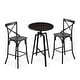 preview thumbnail 23 of 60, Glitzhome Industrial Modern Adjustable Bar Table Rustic Steel 3-Piece Pub Sets