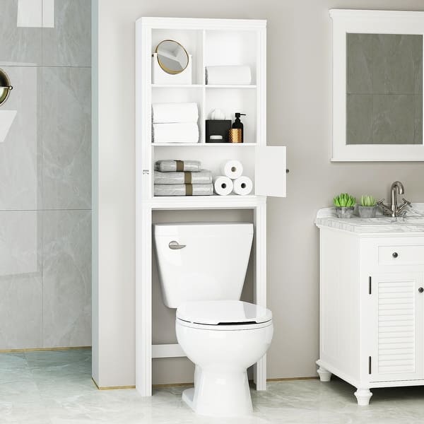 Spirich Home Bathroom Shelf Over The Toilet with 4 Cubbies, Bathroom  Cabinet Organizer Over Toilet, Space Saver Cabinet Storage - Bed Bath &  Beyond - 31672997