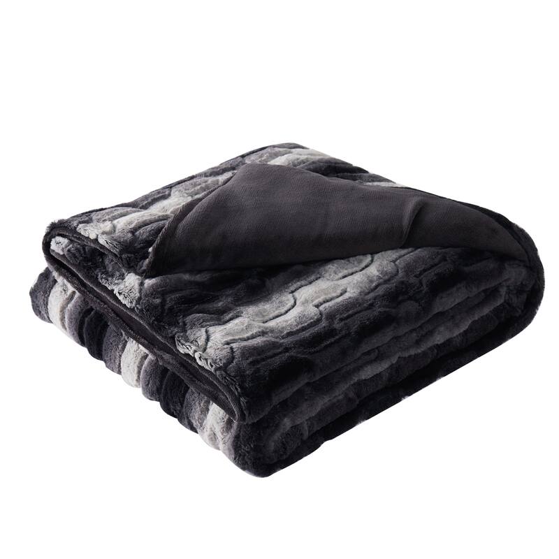 Christian Siriano NY® 60 x 70 Oversized Black Ombre Faux Fur Filled Throw