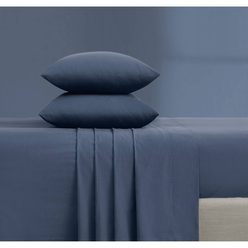 Brooklyn Loom Essential Cotton Sheet Set - King - Blue