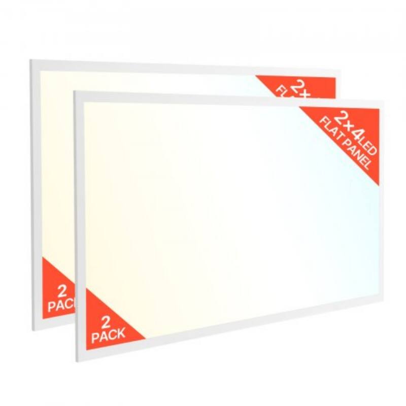 2 Pack 2x4 LED Ceiling Light Panel Dimmable Slim Design 4800-7800 LM Flicker-Free Illumination - 4 x 2 x 0.11 ft