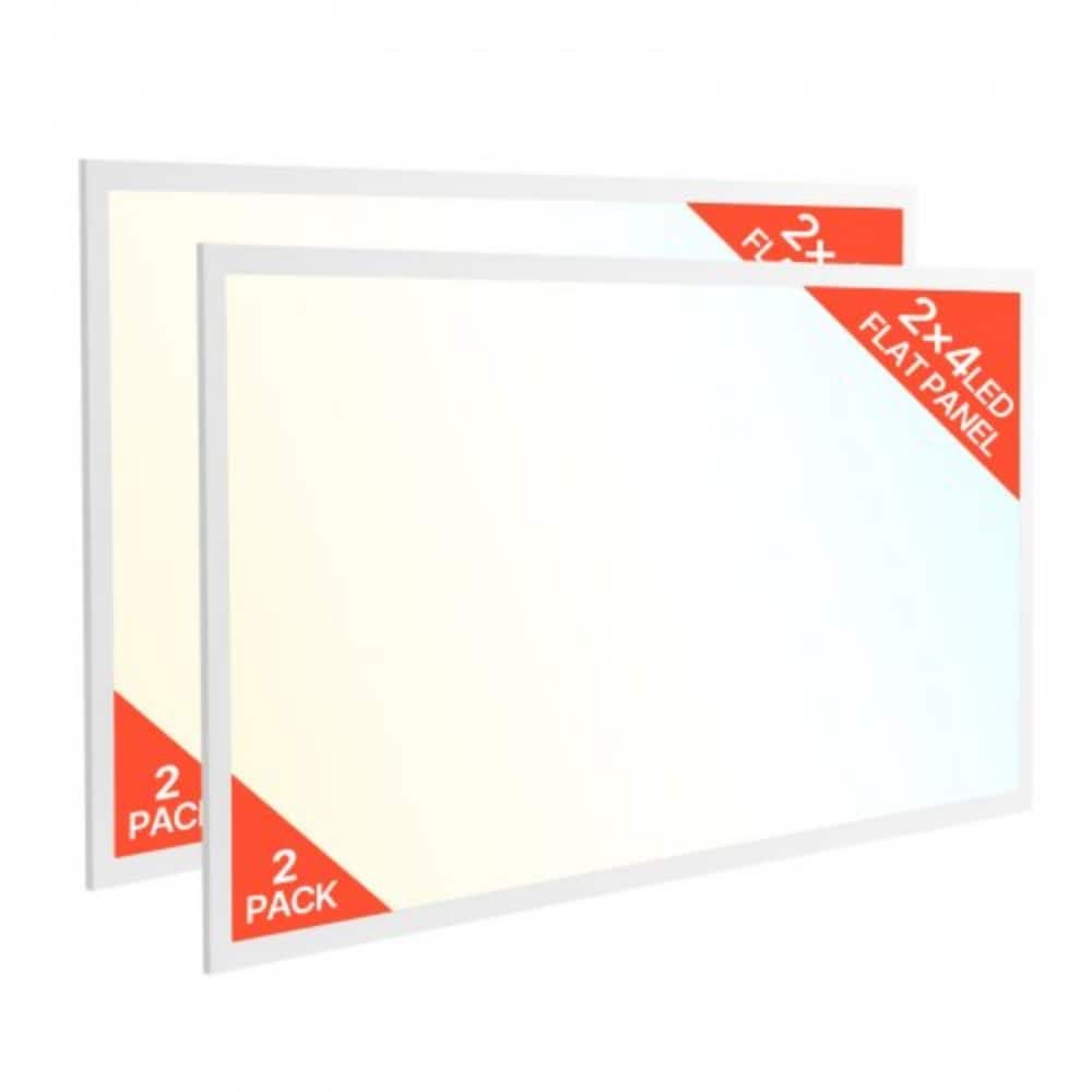 2 Pack 2x4 LED Ceiling Light Panel Dimmable Slim Design 4800-7800 LM Flicker-Free Illumination - 4 x 2 x 0.11 ft