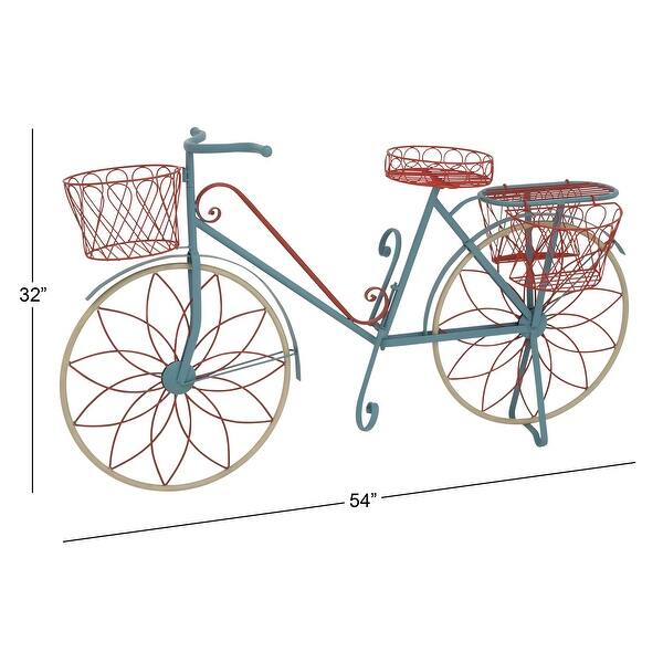dimension image slide 1 of 2, Colorful Metal Vintage Whimsical Eclectic Bicycle Plant Stand - 54 x 18 x 32