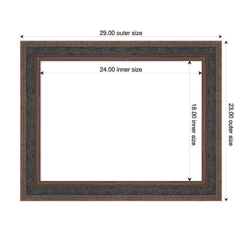 Attic Aged Framed Dry Erase Magnetic Board - 29 x 23 in - Attic Aged Bronze