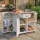 preview thumbnail 39 of 53, Outdoor Kitchen Island with Stainless Steel Top & Storage, Lockable Wheels