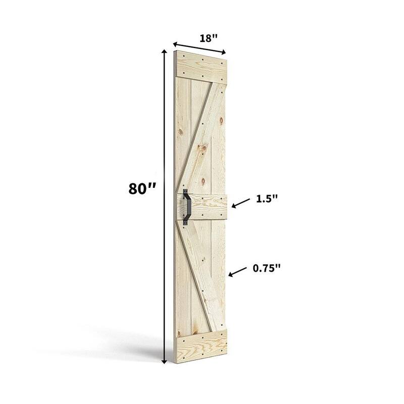 Coast Sequoia 30in./36in./48in. x 80in. Embossing Pine Wood Bi-Fold Barn Door With Sliding Hardware Kit