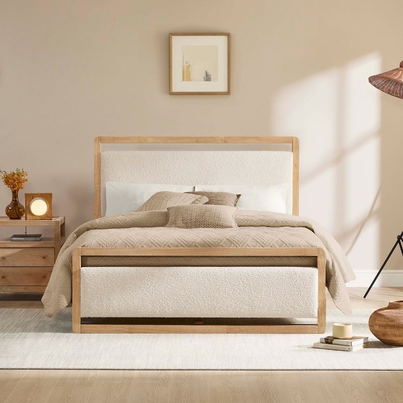 Modern Upholstered Platform Bed Frame with USB & Type-C Charging