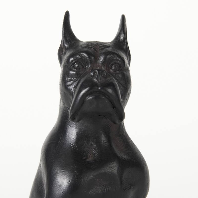 HomeRoots 9" Black Resin Bull Dog Tabletop Sculpture - 5" W x 4" D x 9" H