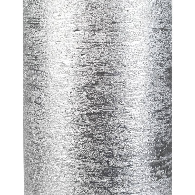 LED Flameless Flickering Pillar Christmas Candle - 4" - Silver