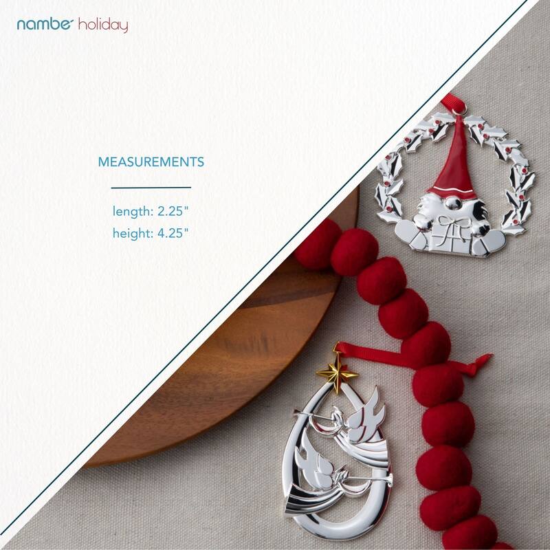 Nambe 2023 Glorious Angels Ornament - 2.25”L x 4.25”H