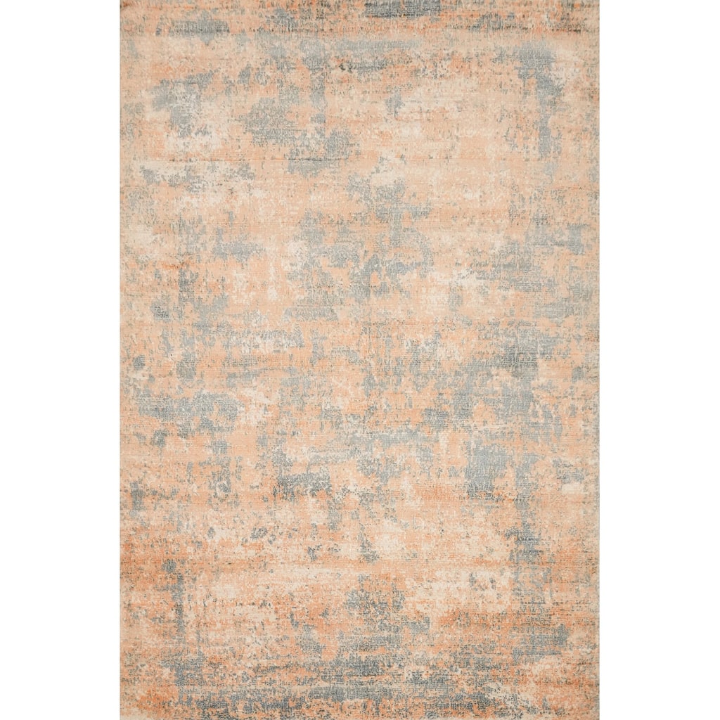 Hand Knotted Oriental Viscose Silk Carpet Modern All-Over Oranges & Rust Abstract Area Rug - 5' 7'' X 4' 0''