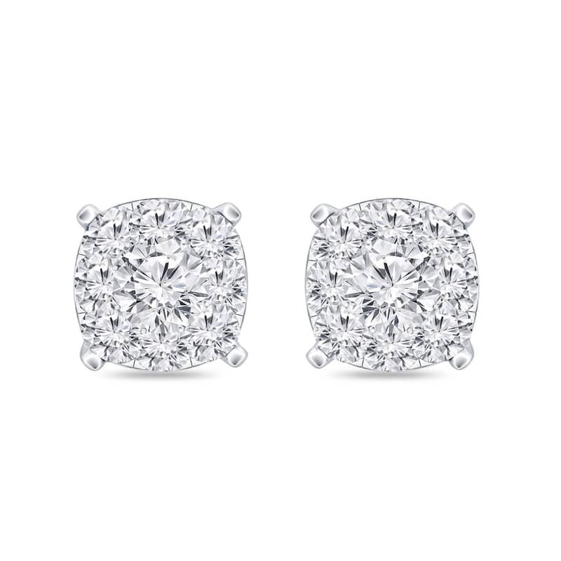 Auriya 14k Gold 5/8ctw Cushion Pave Diamond Stud Earrings (H-I, I1-I2)