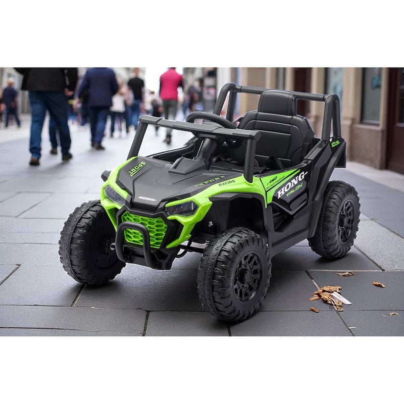 12V Kids Electric Ride On UTV Car with Remote Control, Battery Powered Toy Vehicle with Seat Belt & LED Lights, Ages 3-6 - Green