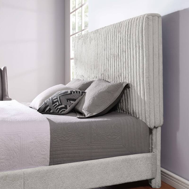 Upholstered Platform Bed - Beige - Queen