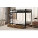 preview thumbnail 4 of 11, Black Metal Twin Bunk Bed with Drawers, Ladder and Guardrails
