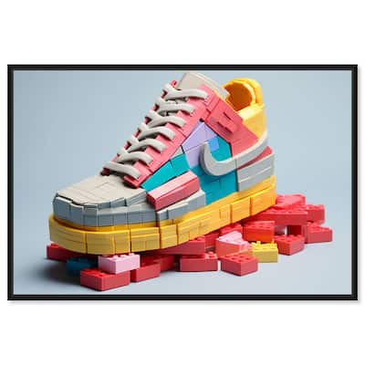 Notoriart Toy Sneaker Pastel Framed Sneaker 1 Piece Canvas Wall Art