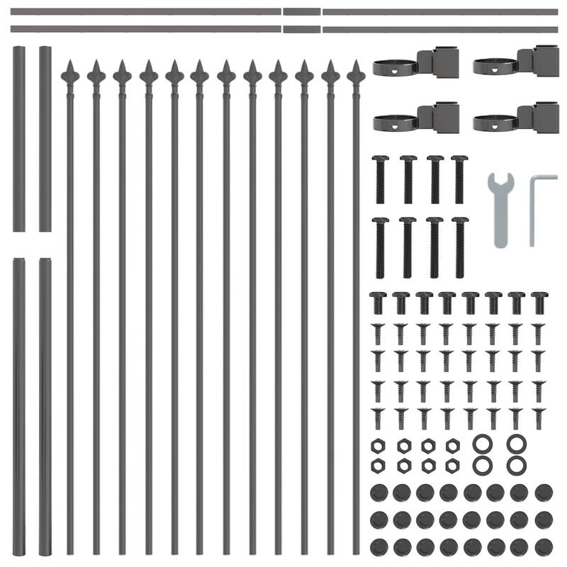 vidaXL Garden Fence Gray Powder-coated steel