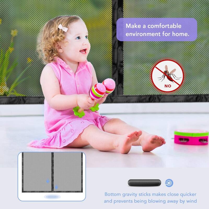 Odoland Magnetic Screen Door with Durable Fiberglass Mosquito Mesh Curtain 37" x 82" - 37" x 82"